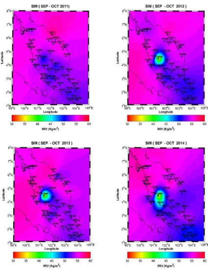 Figure 5. Spatio-temporal variation of GPS-retrieved IWV during Second  Inter-Monsoon (SIM)  