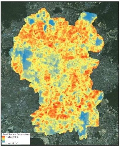 Figure 4. LST distribution in Kuala Lumpur 