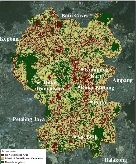 Figure 5. Distribution of the Built-up Areas in Kuala Lumpur.  