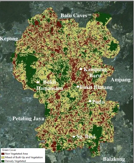 Figure 5. Distribution of the Built-up Areas in Kuala Lumpur.  
