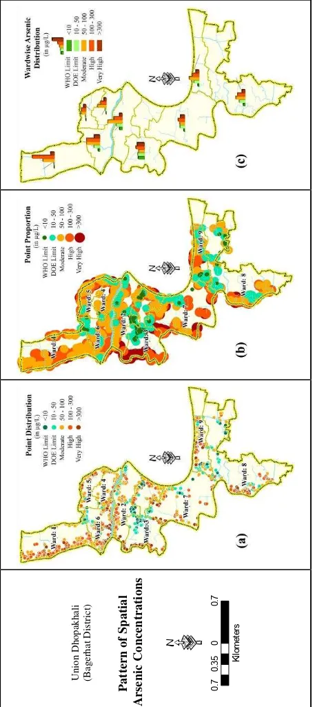 Figure 3. Spatial pattern of arsenic concentrations with different 