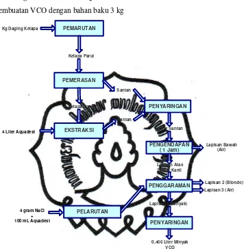 Gambar  3.3.  Diagram Alir Pembuatan VCO dengan bahan baku 3 kg  