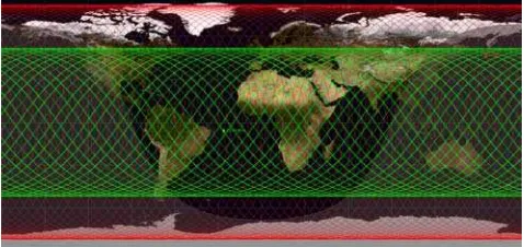 Figure 1. DESIS (green) and EnMAP (red) orbits for four days 