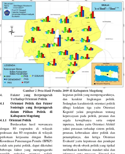 Gambar 2 Peta Hasil Pemilu 2009 di Kabupaten Magelang 