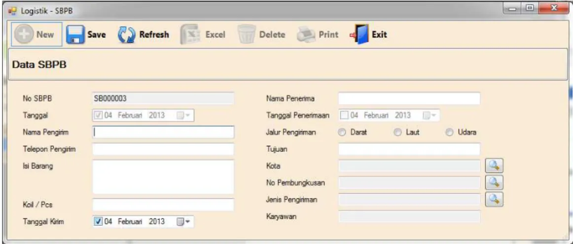 Gambar 45. Form New Logistik SBPB 