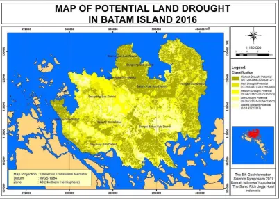 Figure 5. Map of Potential Land Drought in Batam Island 2016 