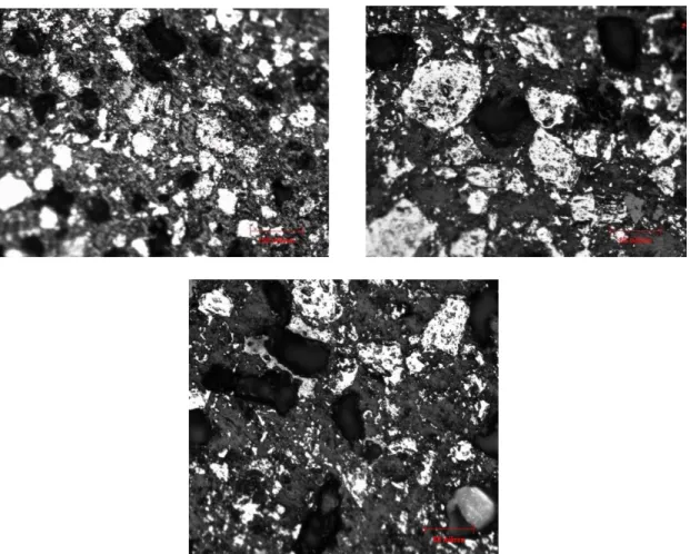 Gambar 7 Analisa mikrostruktur besi spons abu-abu(Oksida), Putih(Logam), Hitam( Porous )