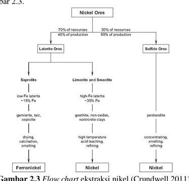 Gambar 2.3 Flow chart ekstraksi nikel (Crundwell 2011) 