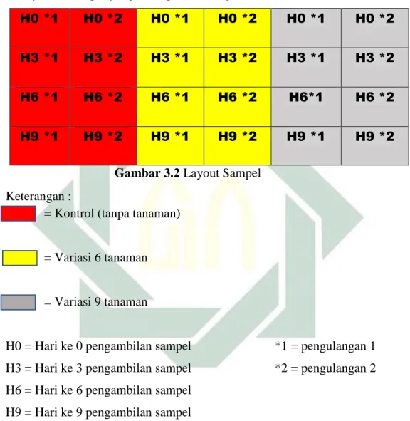 Gambar 3.2 Layout Sampel  Keterangan : 