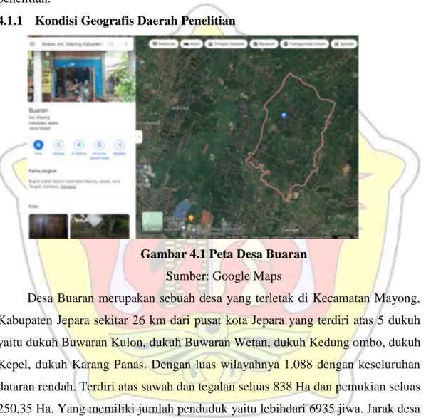 Gambar 4.1 Peta Desa Buaran  Sumber: Google Maps 