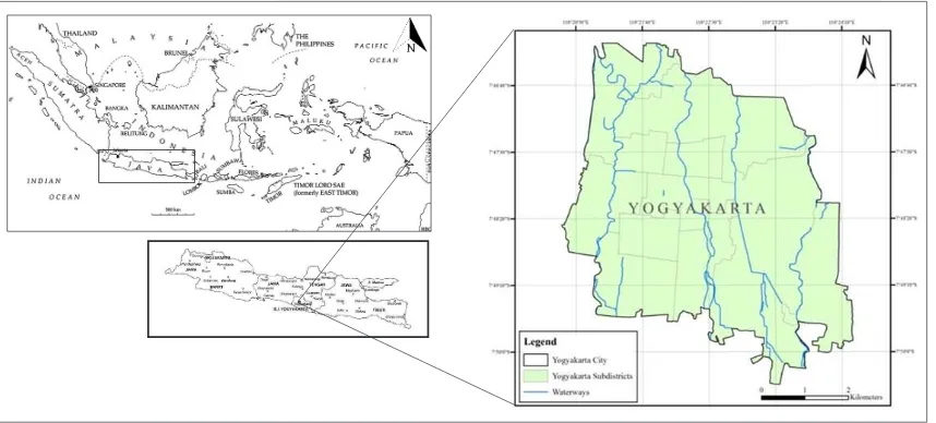 Figure 1: Study area in Yogyakarta City, Indonesia.