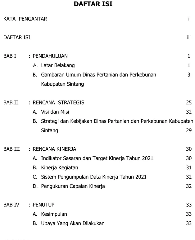 Tabel Rencana Kinerja Tahunan (RKT) Tahun 2021 