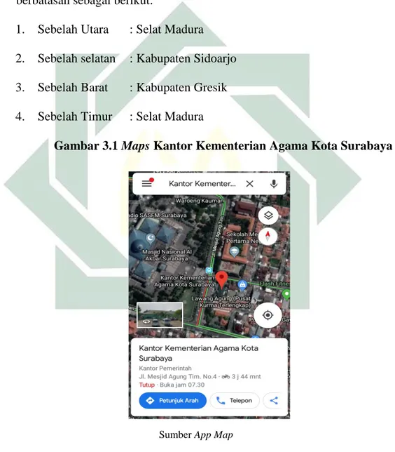 Gambar 3.1 Maps Kantor Kementerian Agama Kota Surabaya 