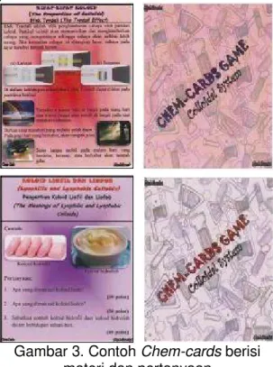 Gambar 3. Contoh Chem-cards berisi  materi dan pertanyaan 
