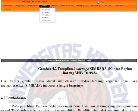 Gambar 4.2 Tampilan homepage SIMBADA (Kantor Bagian 
