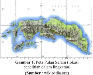Gambar 1. Peta Pulau Seram (lokasi  penelitian dalam lingkaran)