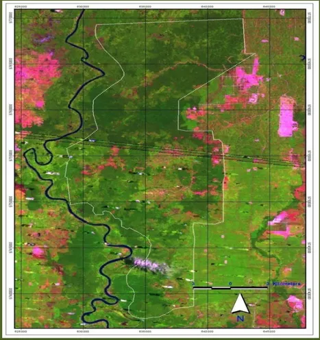 Gambar 1  Peta Kondisi tutupan lahan kawasan UP PT. Mitrakarya Agroin didasarkan peta citra landsat Tahun 2005
