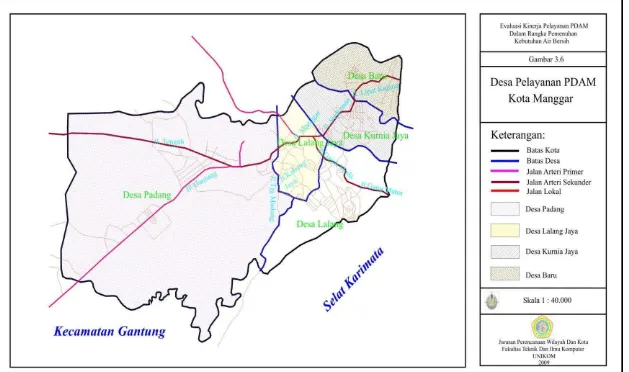 Gambar 3.6 Peta Pelayanan PDAM Kota Manggar  