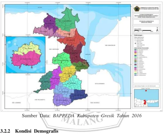 Gambar  3.1  Peta  Administratif  Kabupaten  Gresik 