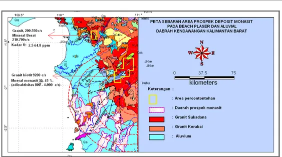 Gambar  7.  Peta  Distribusi  Sebaran  SedimenPlaser  Aluvial  Daerah  Kendawangan  dan  Sekitarnya, Ketapang Kalimantan Barat 