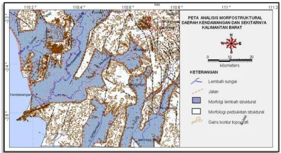 Gambar 4. Peta Geomorfologi Daerah Kendawangan dan Sekitarnya,  Kalimantan Barat