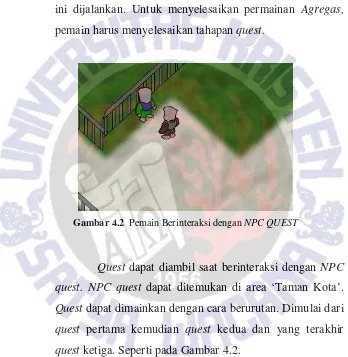 Gambar 4.2  Pemain Berinteraksi dengan NPC QUEST 
