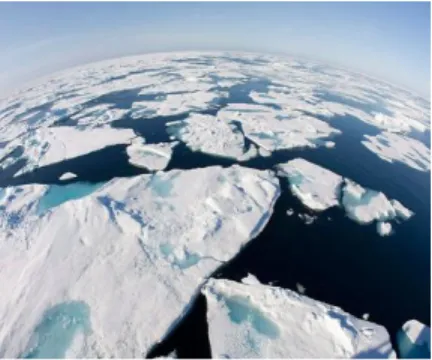 Gambar a) Gletser besar di Antartika Timur sedang mencair.  