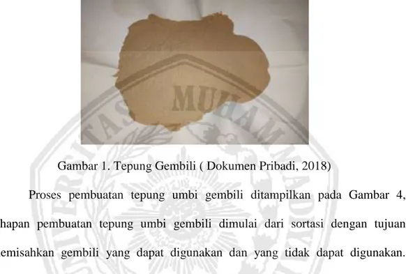 Gambar 1. Tepung Gembili ( Dokumen Pribadi, 2018) 