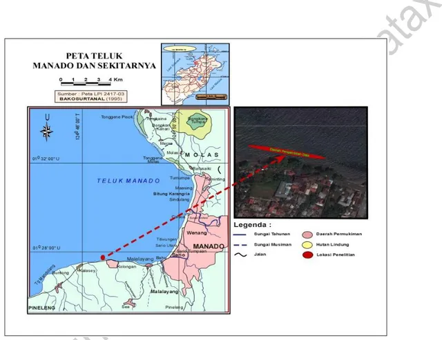 Gambar 1. Peta Lokasi Penelitian Pantai Pesisir Kelurahan Malalayang Dua 
