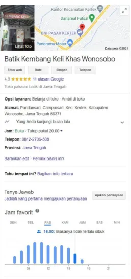 Gambar 2.3 Google Business Batik  Kembang Keli  Sumber  : Google.com 