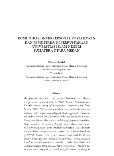 Komunikasi Interpersonal Pustakawan Dan Pemustaka Di Perpustakaan ...