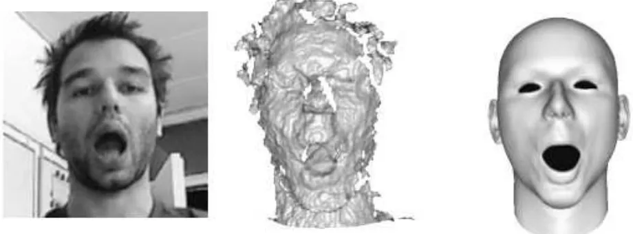 Gambar 3. Implementasi acion unit FACS pada produksi animasi ekspresi wajah 3D (Weise, Bouaziz, Li, & Pauly, 2011:7)