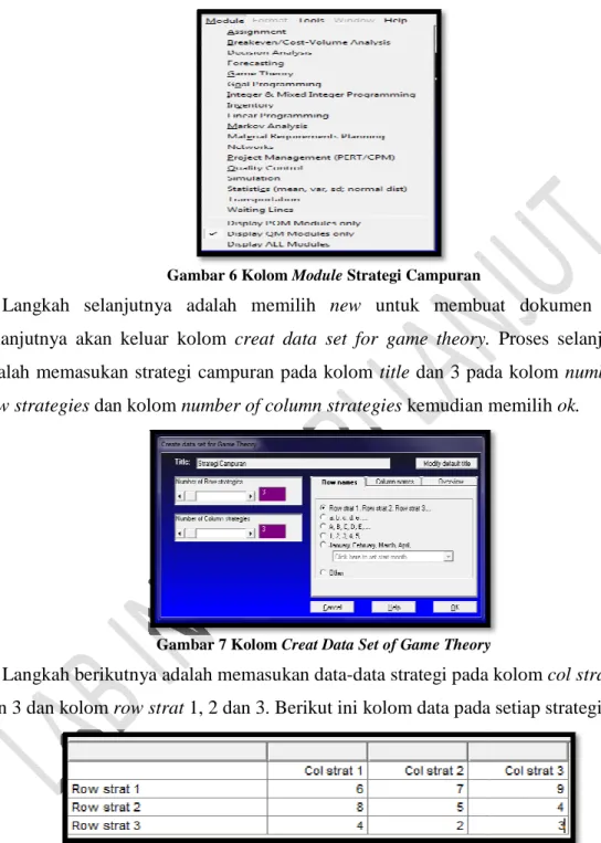 Gambar 6 Kolom Module Strategi Campuran 