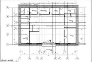 Gambar 8 Denah Lantai dan Grid-nya  Tabel 3 Jenis dan Lokasi Kerusakan Struktural 