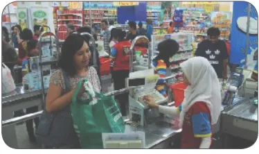 Gambar 9.7 Pembayaran di pasar modern oleh kasir 