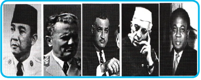 Gambar 4.7 Tokoh-tokoh penggagas Gerakan Non-Blok yaitu Soekarno, Josep Broz Tito, Gamal 