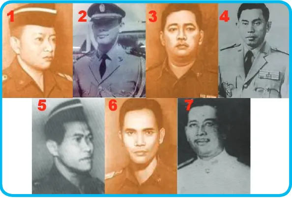 Gambar 5.3 Para Pahlawan Revolusi yang menjadi  korban akibat Pemberontakan PKI