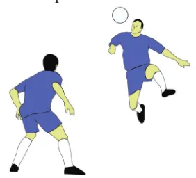 Gambar 1.18 Aktivitas berpasangan untuk belajar keterampilan gerak menyundul bola