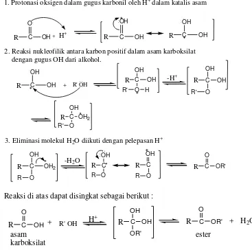 Gambar 2. Tahap-tahap reaksi esterifikasi 