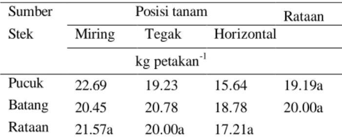 Tabel 3.  Pengaruh sumber stek terhadap peubah  jumlah cabang 