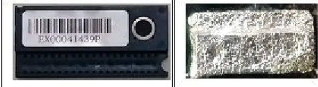 Gambar 2. Contoh dosimeter OSL tipe EX yang  belum dibungkus aluminium foil (kiri) dan 