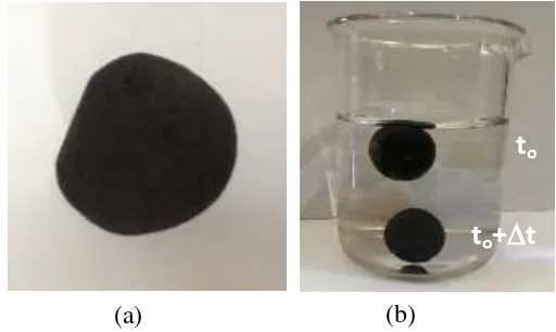Gambar 4.1 (a) LECA dari karbon limbah daun dan (b) karakteristik LECA yang          ringan