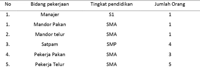 Tabel 4.1. Uraian Tenaga Kerja CV Jaya BersamaPoultry FarmPeriode Tahun 2015-2016 