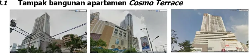 Gambar. 1 : Block Plan Jantung Kota Jakarta, apartemen Cosmo Terrace (sumber Google maps 2015, di edit) 