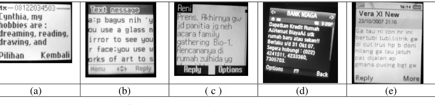 Gambar 2. Berbagai tampilan sms message 