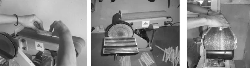 Gambar. 2. Mesin disc & belt sander yang digunakan pada eksperimen  awal penyerutan bonggol jagung.[3] 