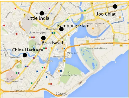 Gambar 3. Peta kawasan heritage di Singapura  