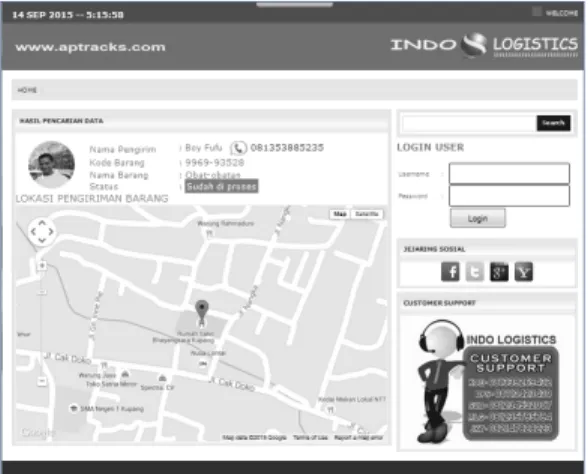 Gambar 3. tracking system ekpedisi barang 