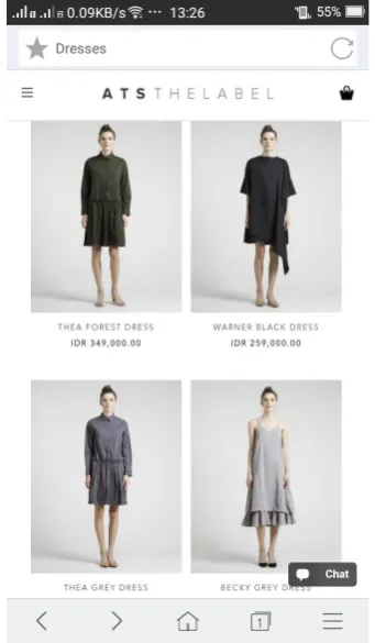 Gambar 1 Tampilan online shop produk fashion wanita yang diakses melalui Smartphone 