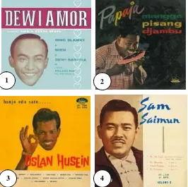 Gambar 3. Beberapa perwakilan sampul album piringan hitam musik pop Indonesia era 1950an